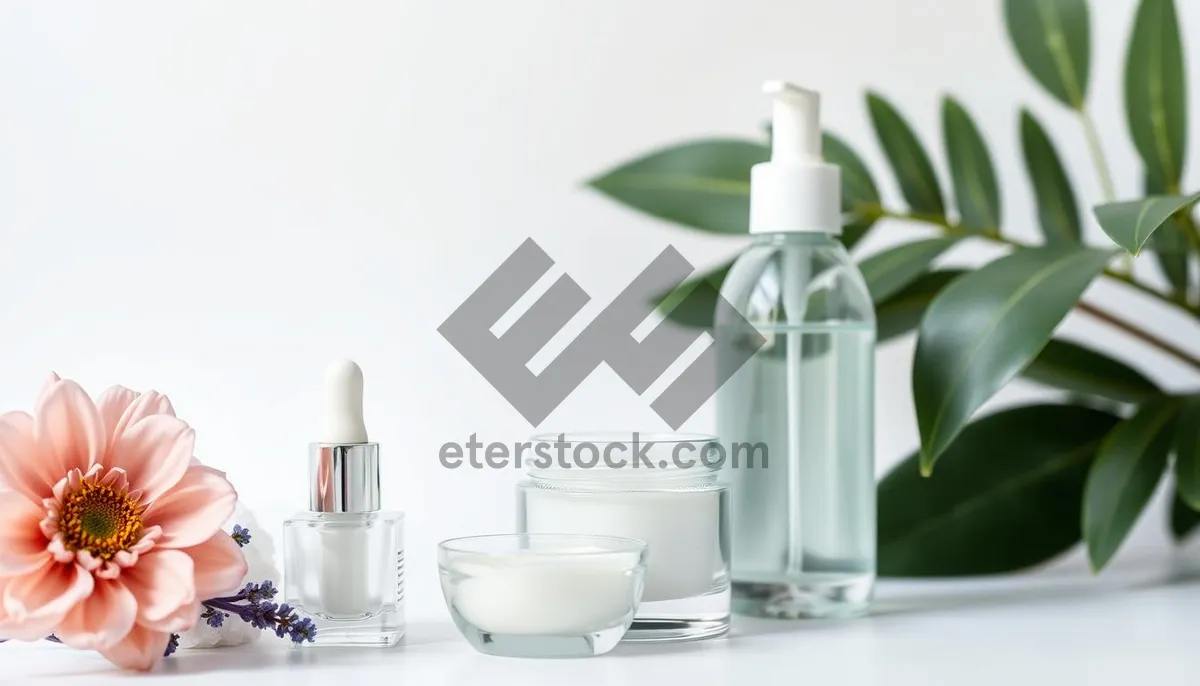 Picture of Glass container with cosmetic lotion oil perfume