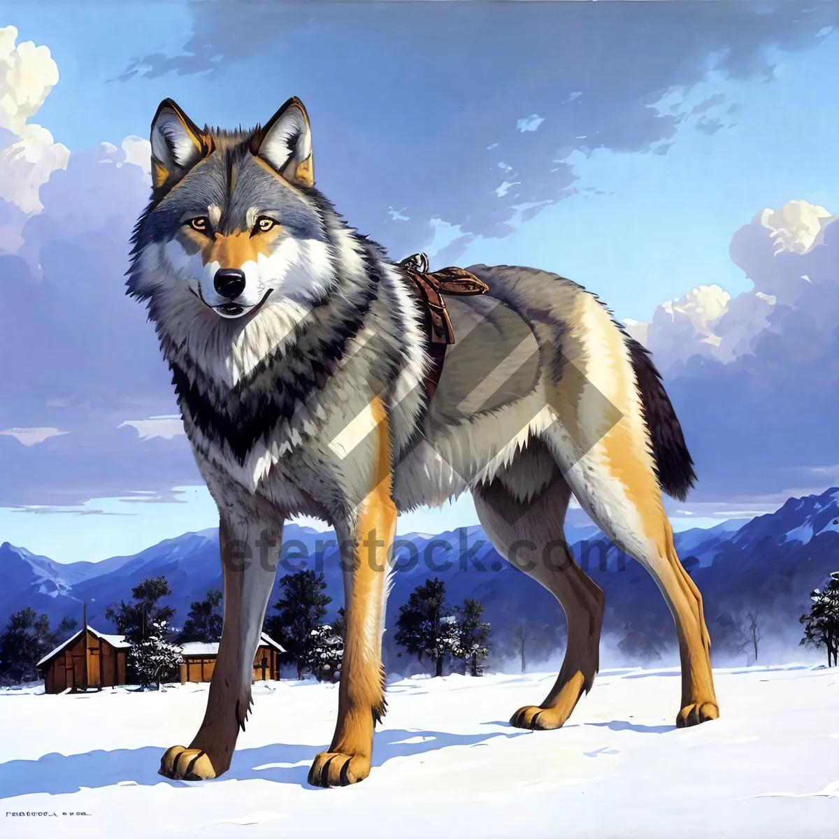 Picture of Majestic Timber Wolf Roaming through Winter Wonderland