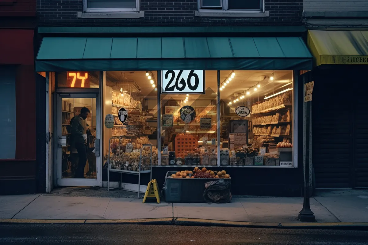 Picture of Urban tobacco shop in the city building structure.