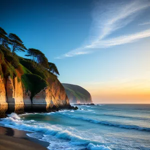 Exotic Tropical Beachscape with Turquoise Waves