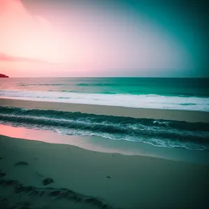 Serene Coastal Sunset: A Tranquil Beach Paradise