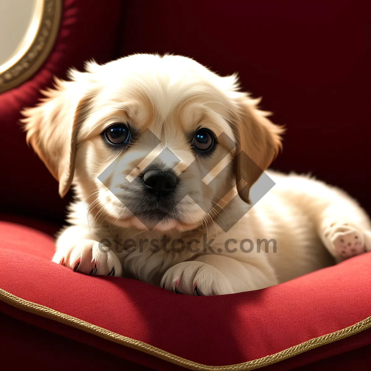 Picture of Golden Retriever Puppy - Adorable Studio Portrait