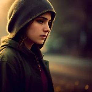 Smiling Model in Attractive Sweatshirt and Hat