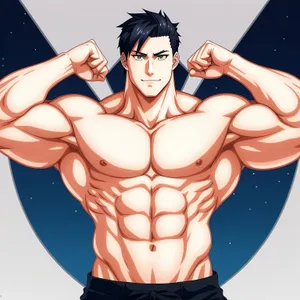 Cartoon Bodybuilder: Fashionable, Sexy Man Bust