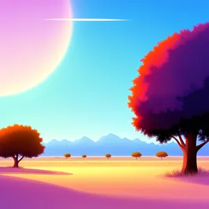 Vibrant Summer Sky: Clear Sky Above Colorful Landscape