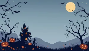 Spooky Halloween Night Sky Silhouette Cemetery Design