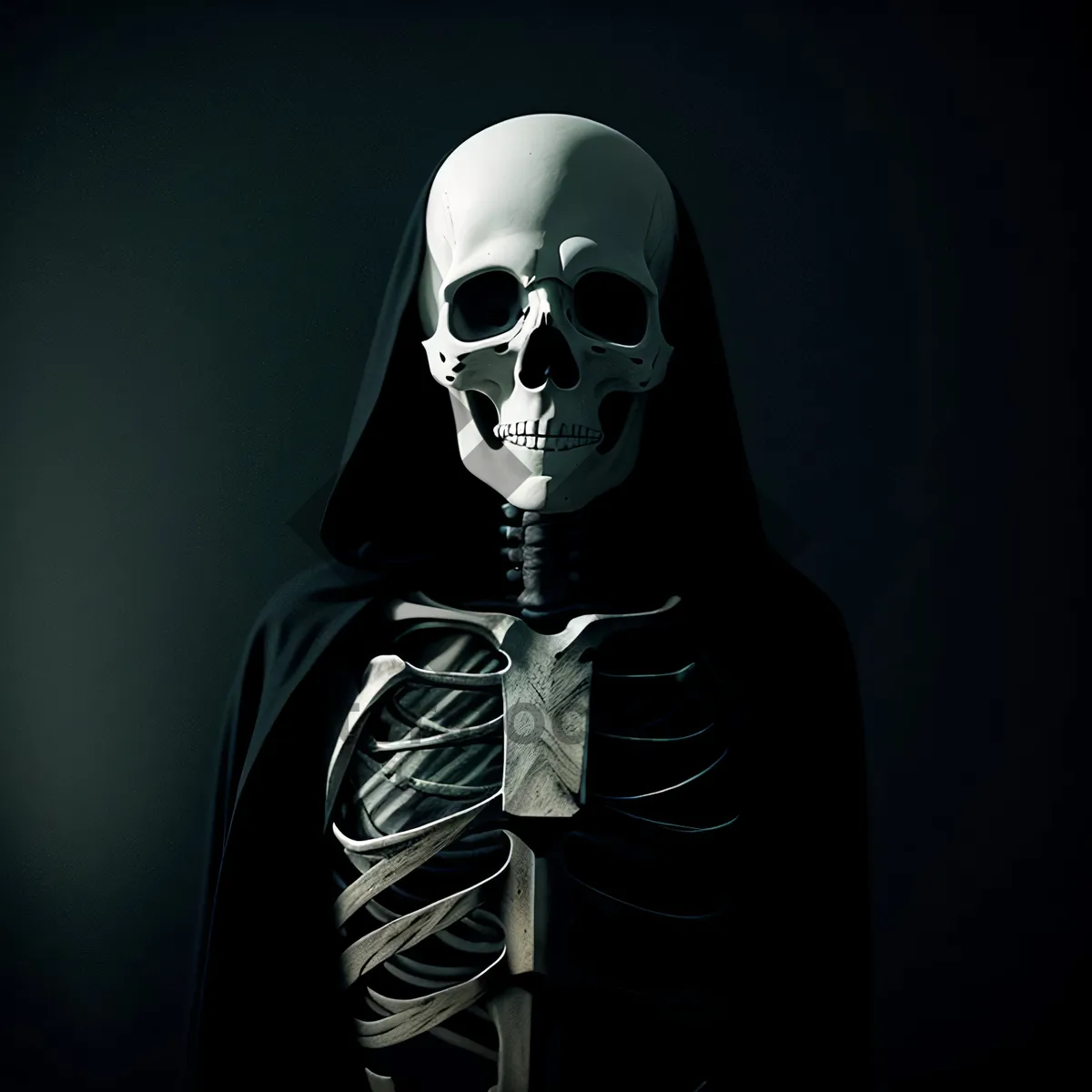 Picture of Spooky Skeleton in Black Robe - Horror Anatomy