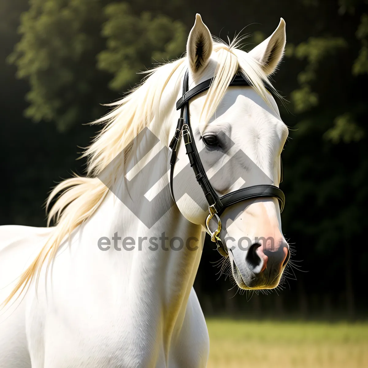Picture of Graceful Thoroughbred Stallion in a pastoral meadow