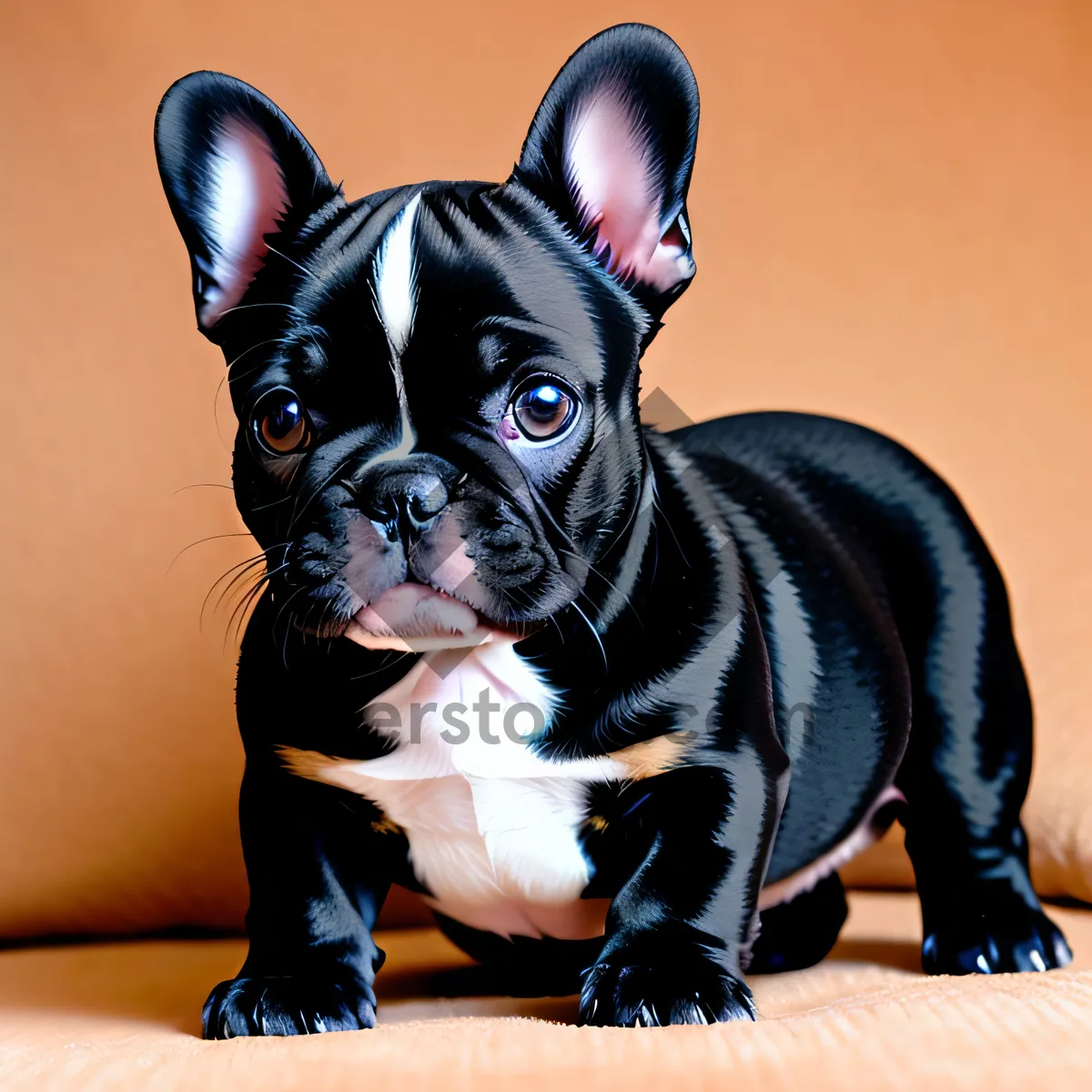 Picture of Cute Bulldog Puppy with Bowtie