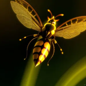 Vibrant Lacewing Fluttering Amongst Yellow Flowers