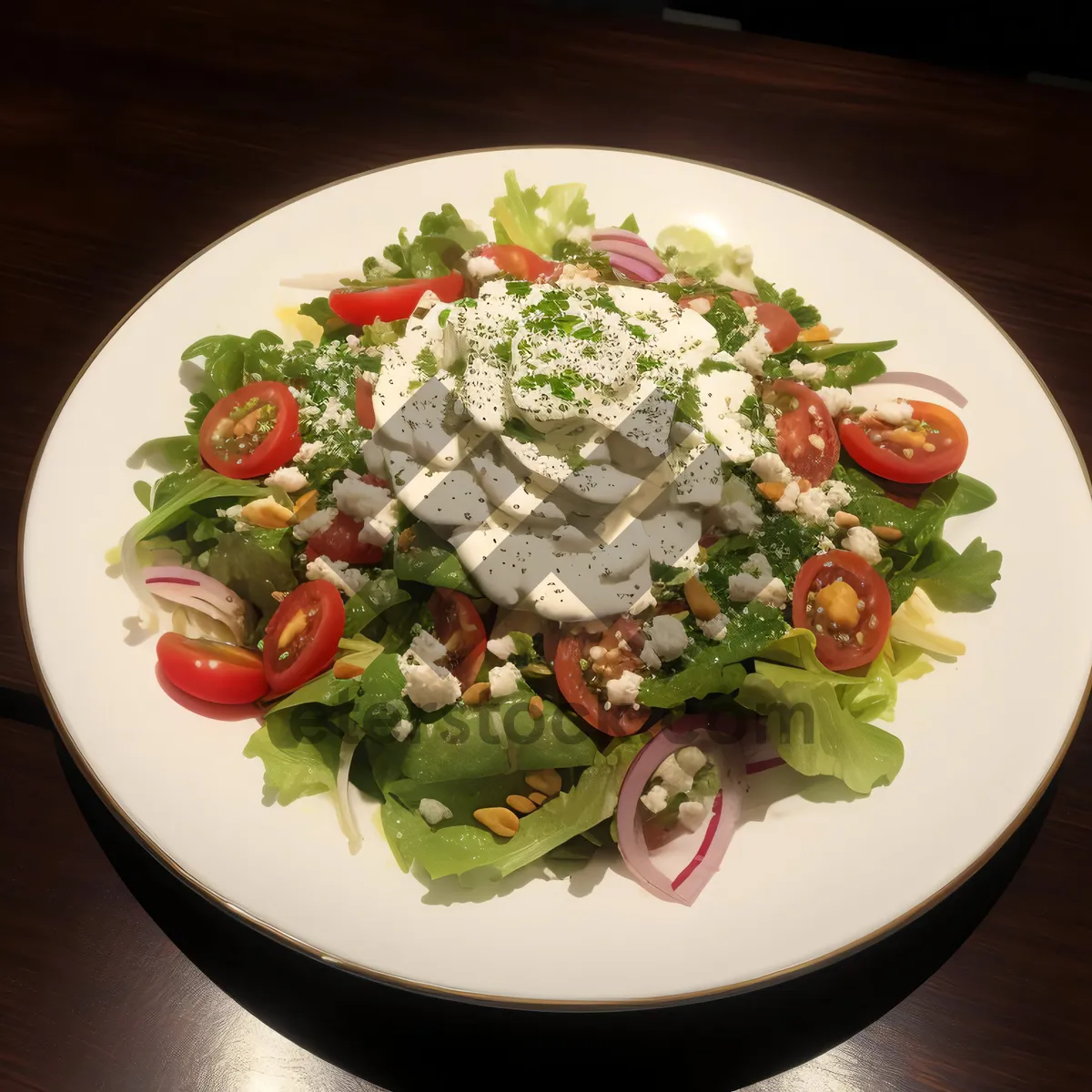 Picture of Gourmet vegetable plate with fresh salad and cheese