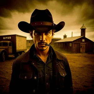 Cowboy Man Wearing Western Hat - Portrait