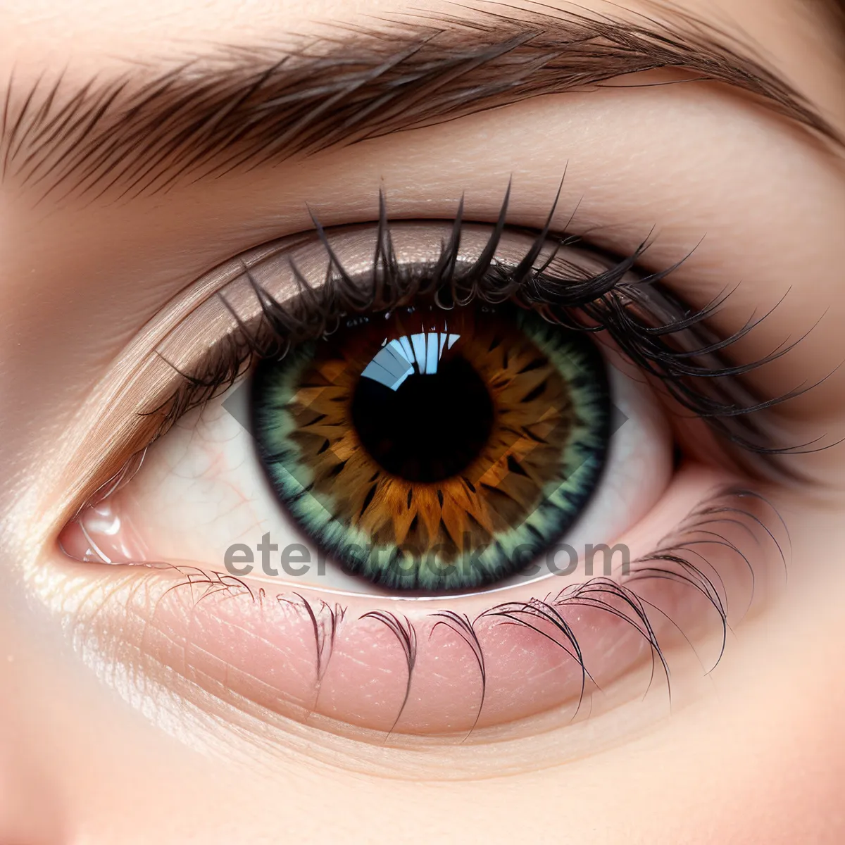 Picture of Intense Gaze: Close-up of Beautiful Eye with Perfectly Defined Eyebrows