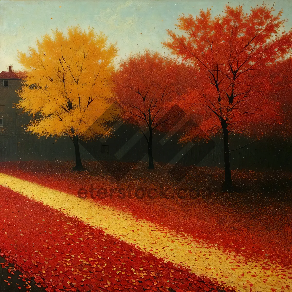 Picture of Colorful Autumn Sunset in the Park