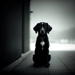 Adorable Black Retriever Puppy - Purebred Canine Portrait