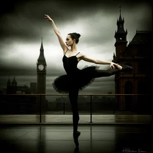 Elegant dancer in attractive, motion-filled pose.