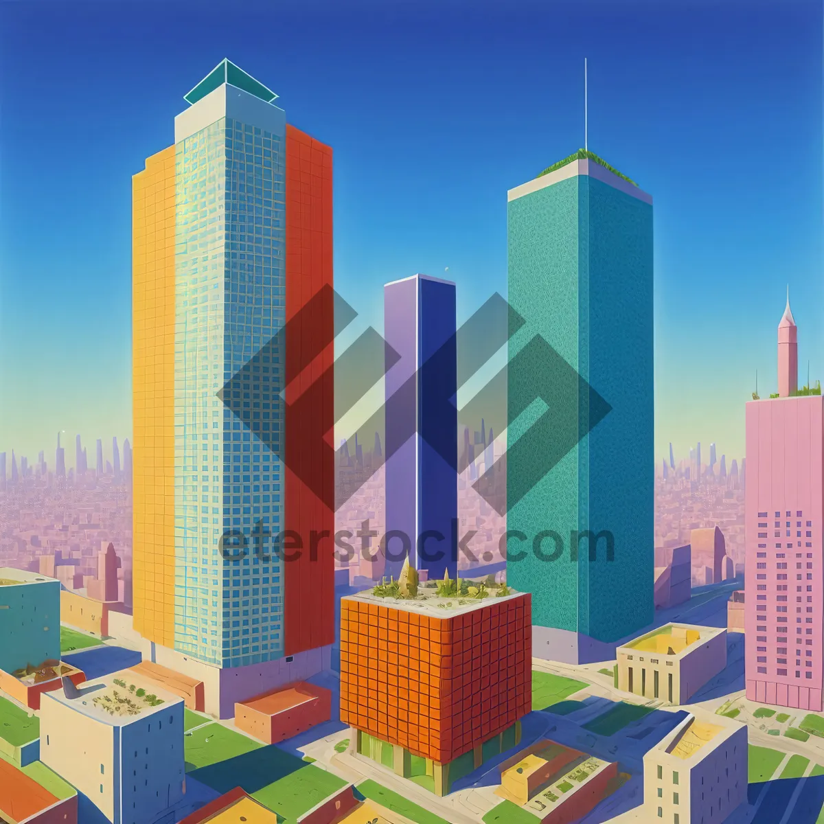 Picture of Modern Corporate Skyline with Glass Tower in Urban City