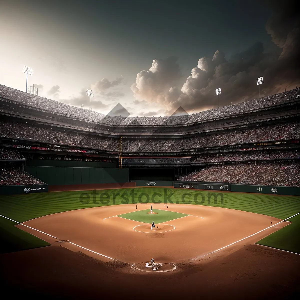 Picture of Nighttime Baseball Field Under Starry Sky