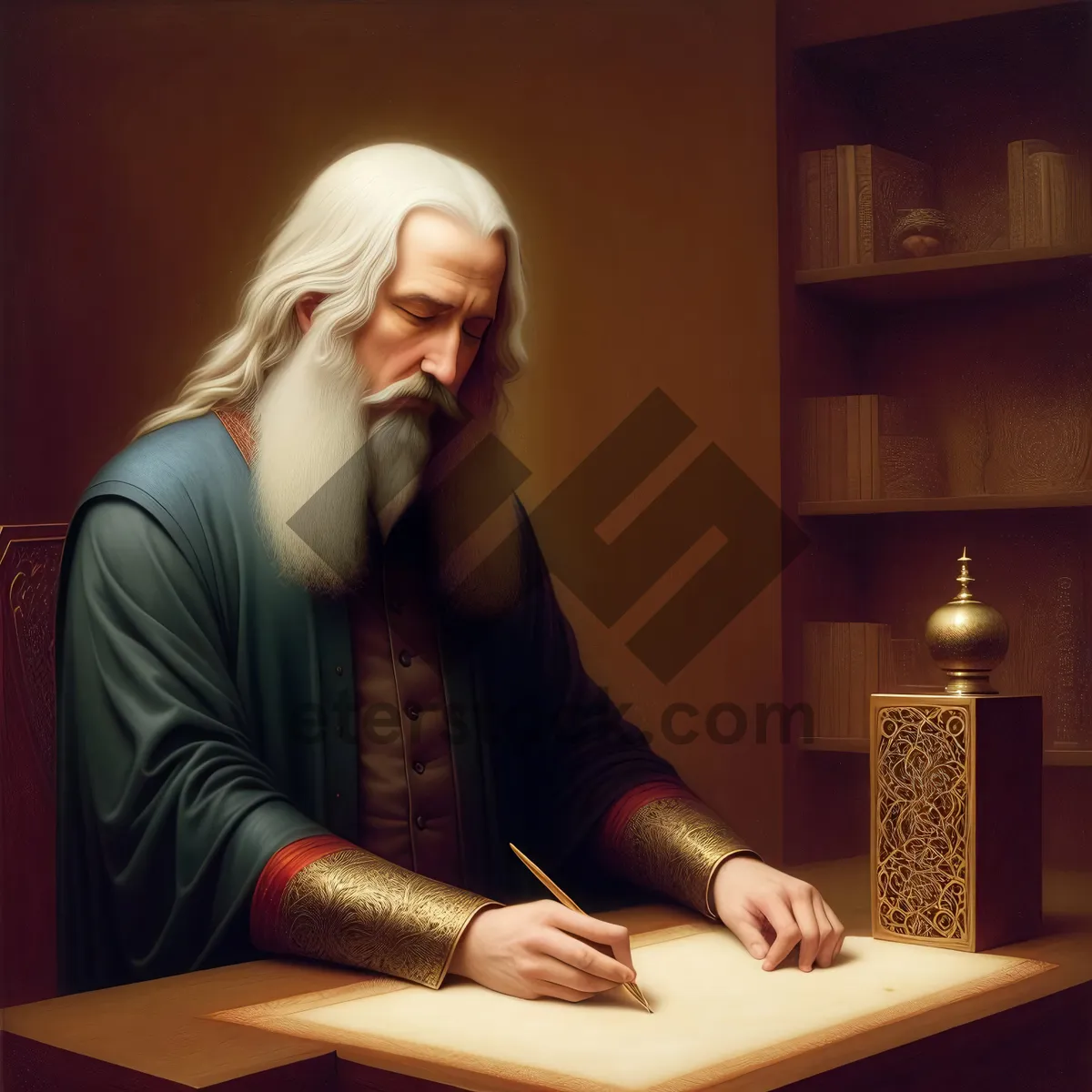 Picture of Happy businesswoman smiling and working at her office desk