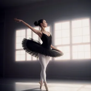 Seductive Ballerina Gracefully Poses in Elegant Studio Dress