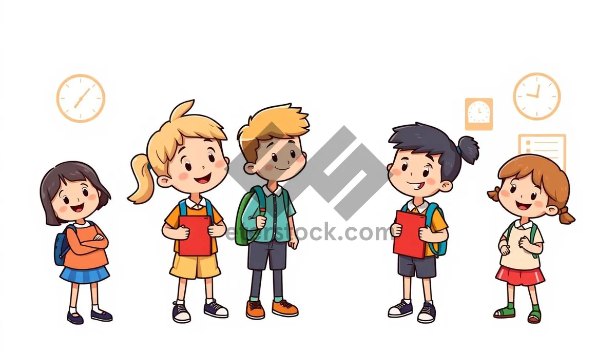 Picture of Cartoon clip art of smiling schoolboy with backpack.