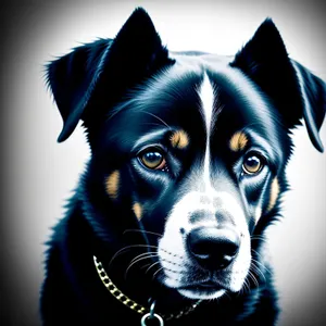 Cute Black Border Collie Puppy Portrait