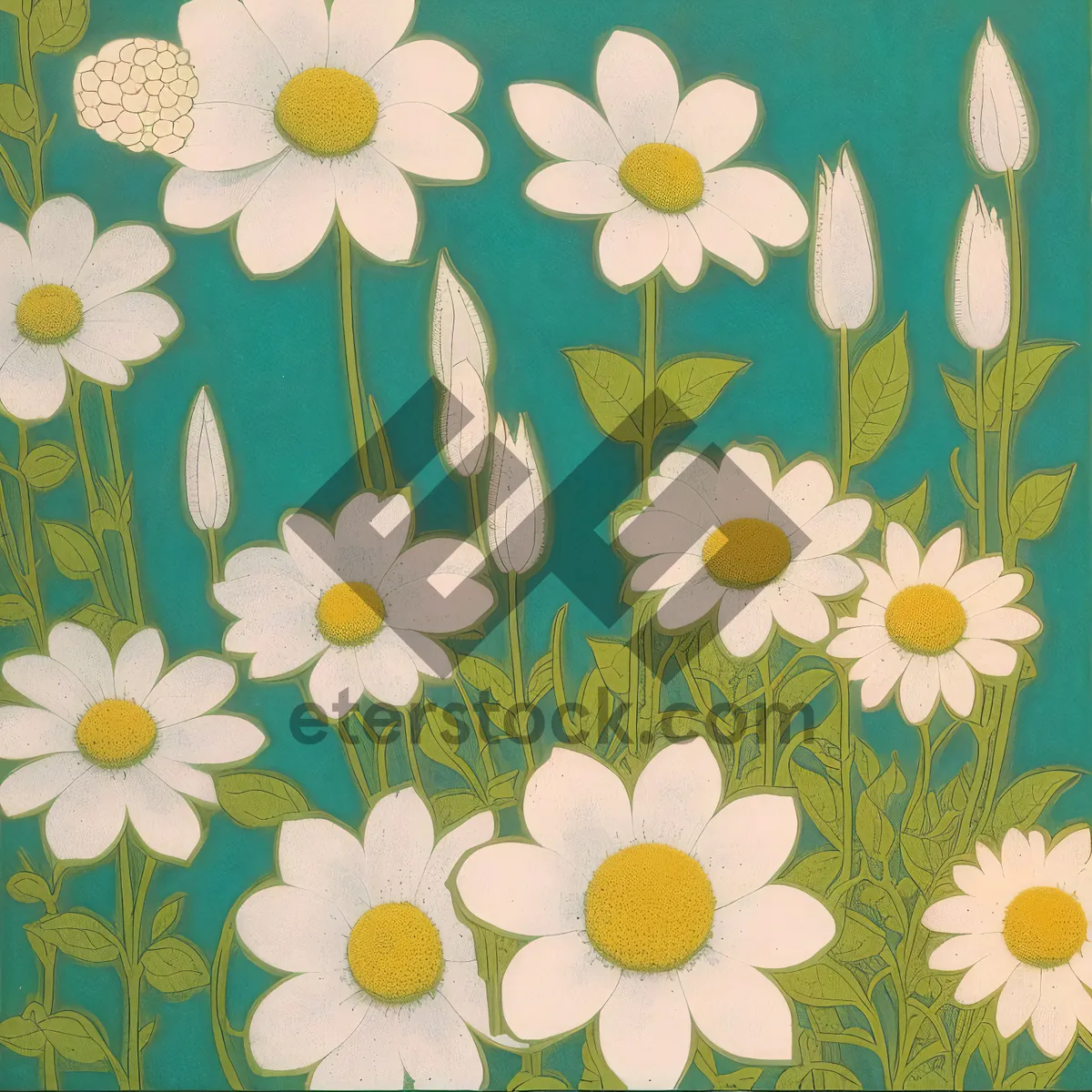 Picture of Floral Cotton Pattern - Decorative Retro Design