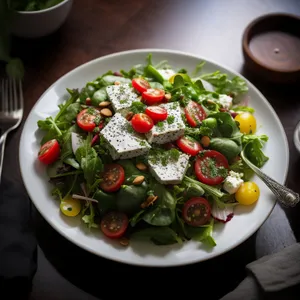 Delicious Gourmet Salad with Fresh Vegetables and Cheese