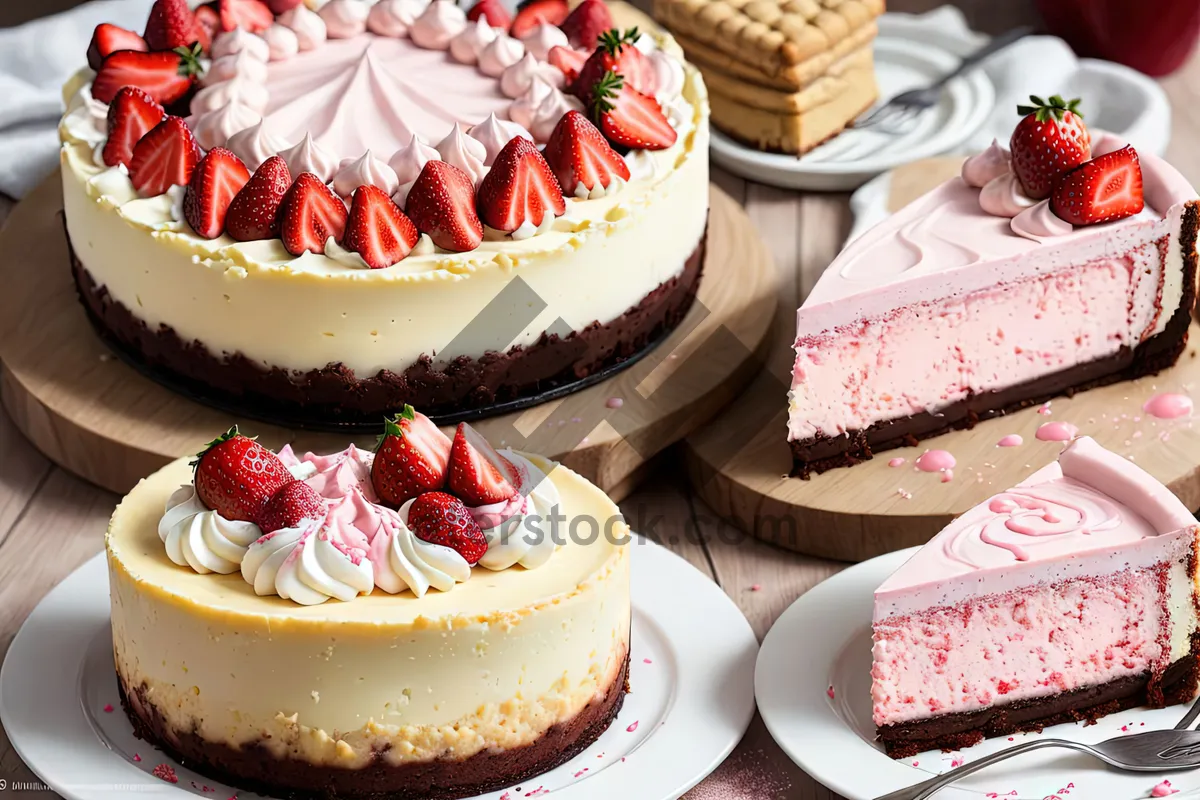 Picture of Sweet strawberry chocolate cake dessert