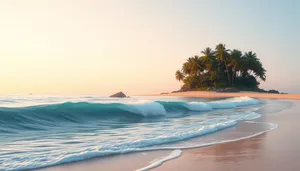 Tropical Island Paradise with Beach and Palm Trees