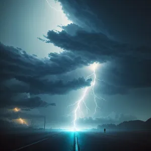 Powerful Lightning Illuminating Night Sky