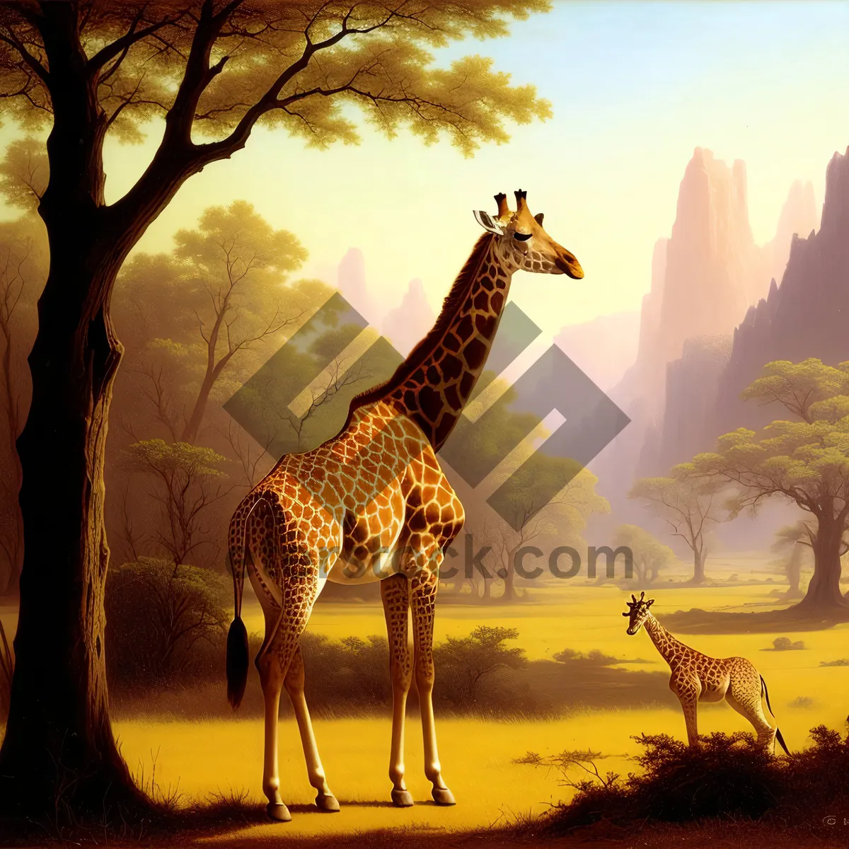 Picture of Majestic Giraffe Stands Tall in African Savanna