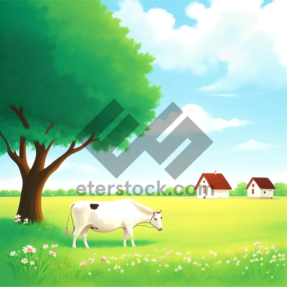 Picture of Idyllic Meadow under Clear Blue Sky