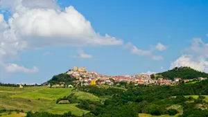 Mountain landscape with summer sky and clouds