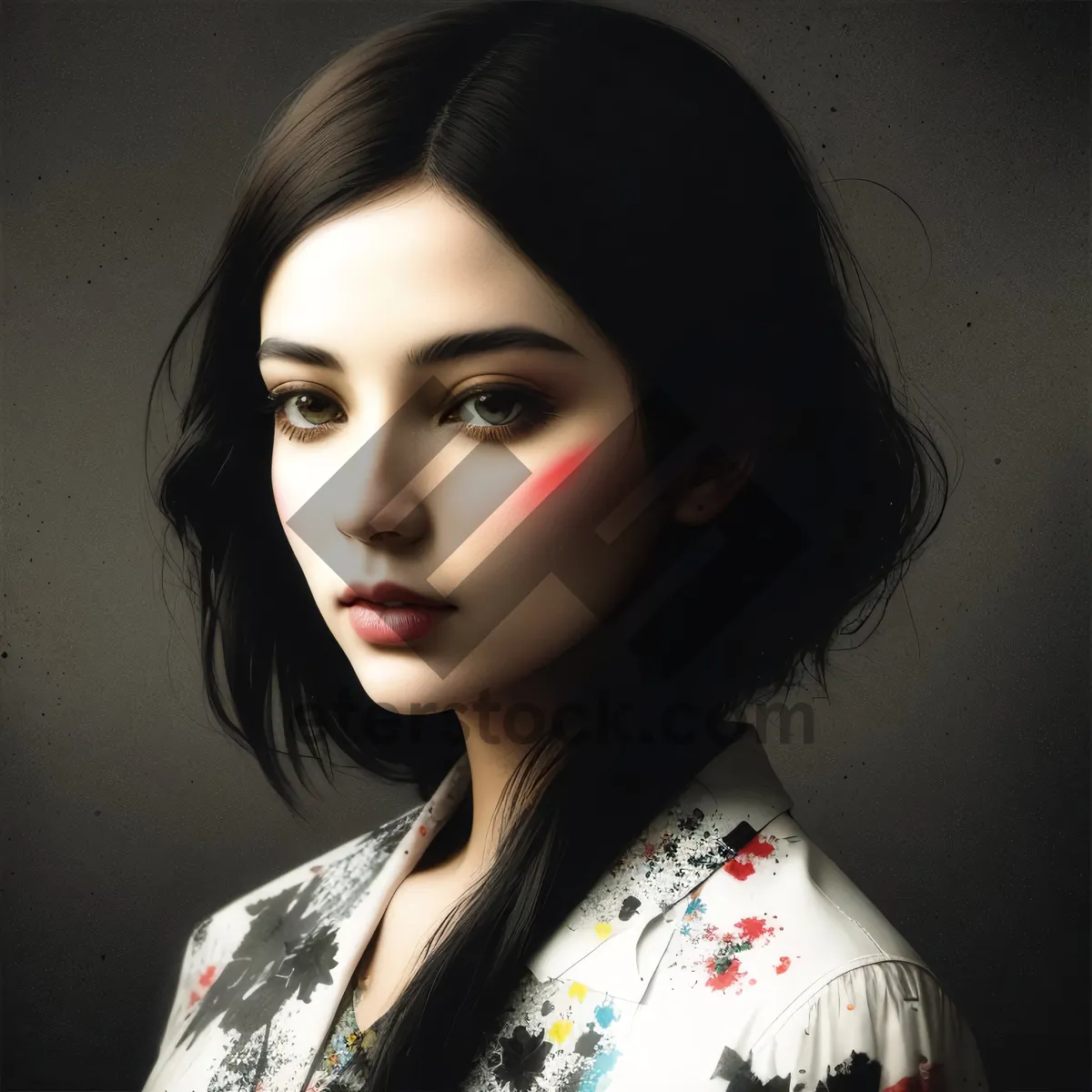 Picture of Fashion Model with Seductive Smirk and Brunette Hair