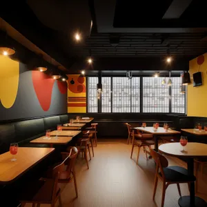 Modern interior design with wooden furniture and natural light