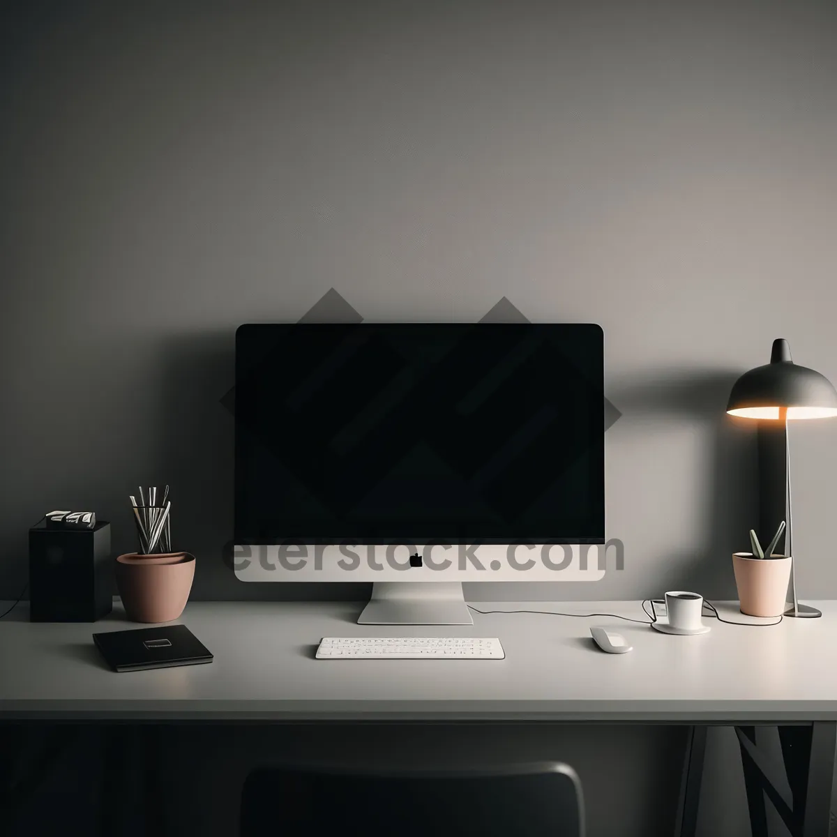 Picture of Modern Office Setup with Computer and Desk