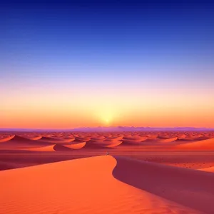 Dune Sunset: Striking Desert Landscape Under a Colorful Sky