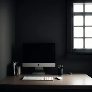 Modern Home Office Desk with Computer Monitor