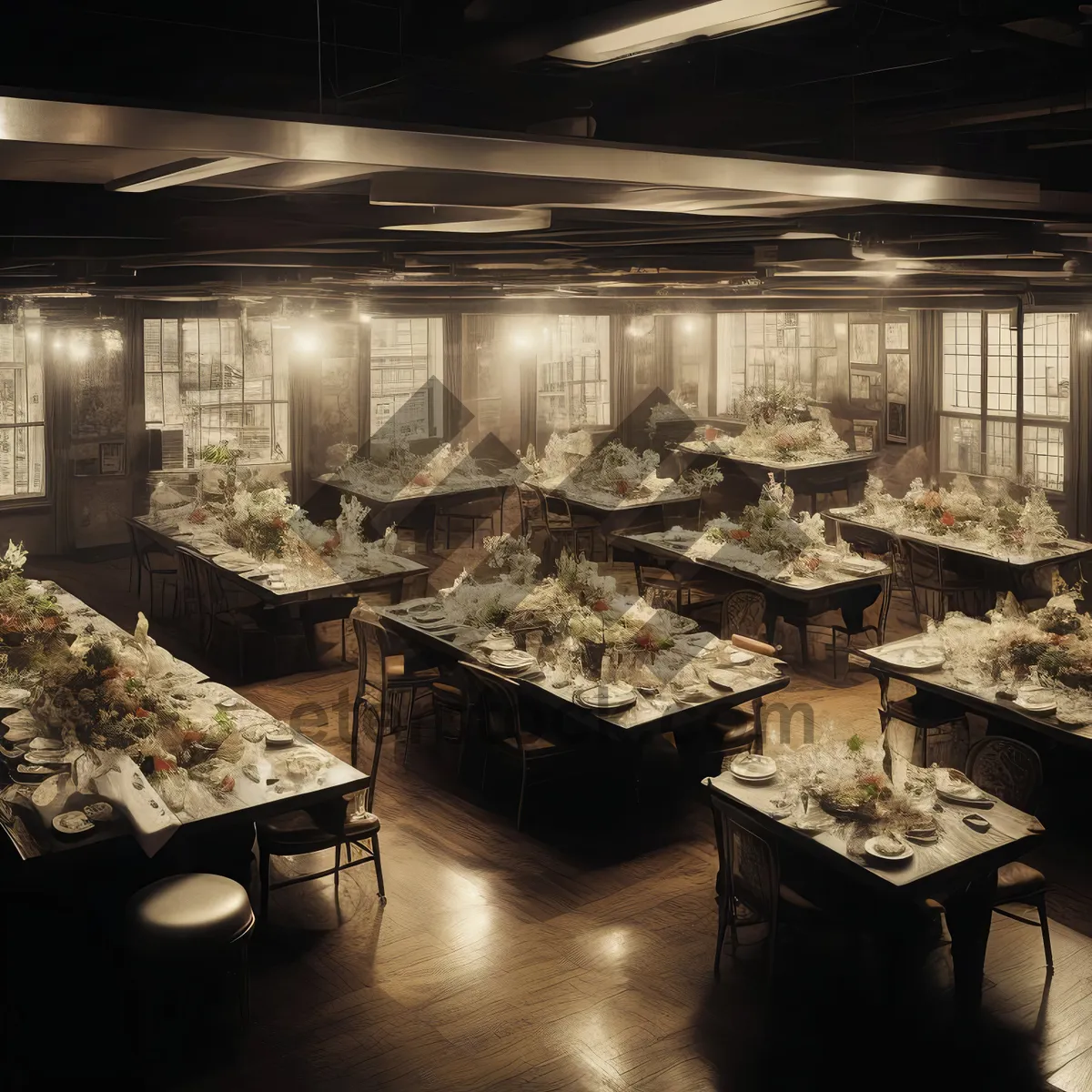 Picture of Restaurant interior table market stall butcher shop.