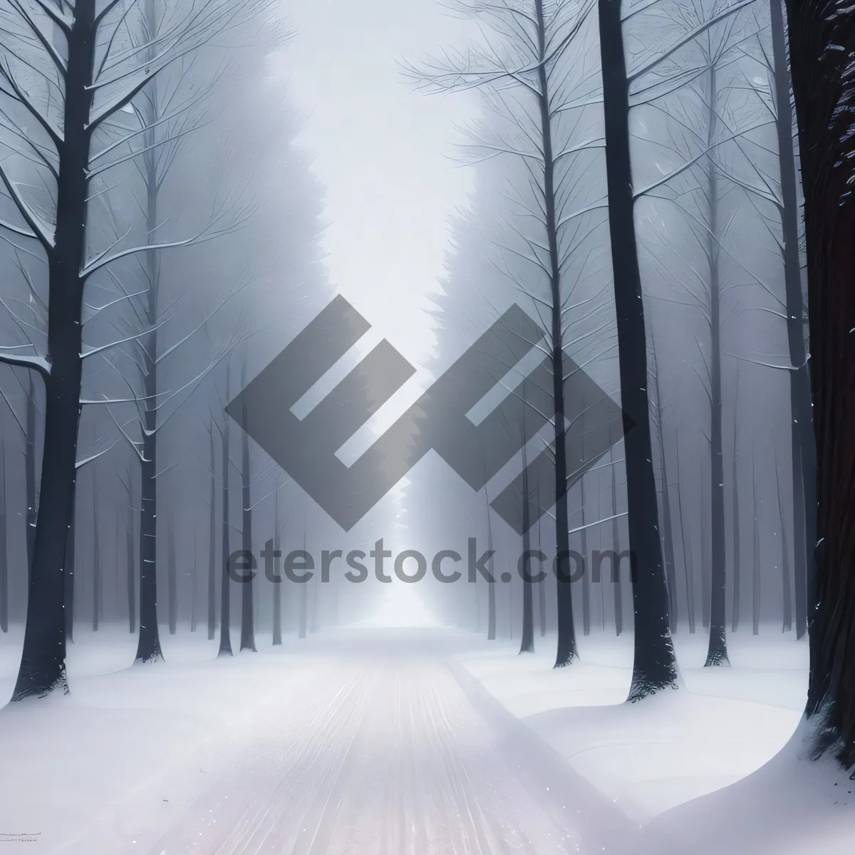 Picture of Winter Wonderland: Serene snowy forest scene with frozen trees