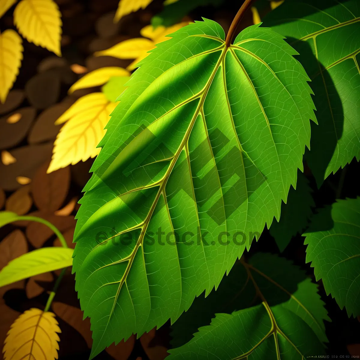 Picture of Bright Summer Sunlight Shining Through Lush Forest