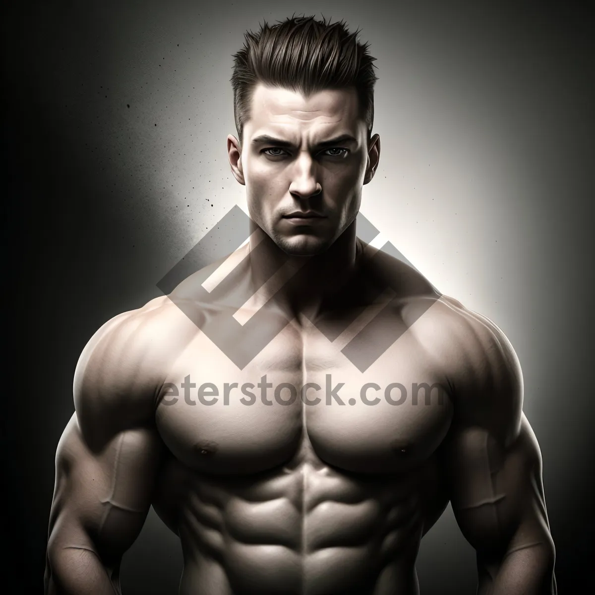 Picture of Powerful Male Fitness Model Flexing Muscles