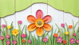 Spring Tulip Cartoon Icon - Pink and Yellow Art