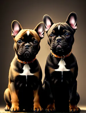 Adorable Purebred Bulldog Puppy in Studio Portrait