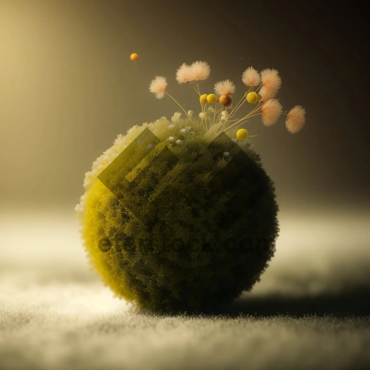 Picture of Yellow Floral Tennis Ball in Natural Setting