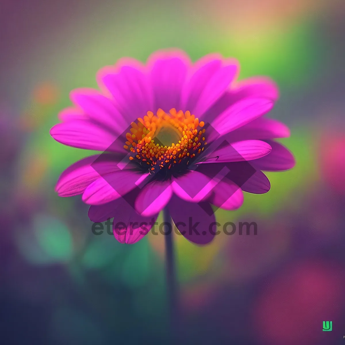 Picture of Bright Pink Daisy Petals in Bloom