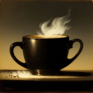 Hot Cup of Aromatic Morning Coffee with Spoon