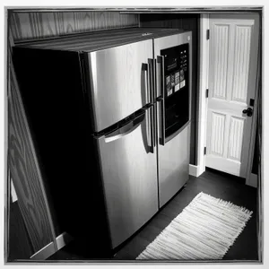 Modern white refrigerator in a luxurious kitchen