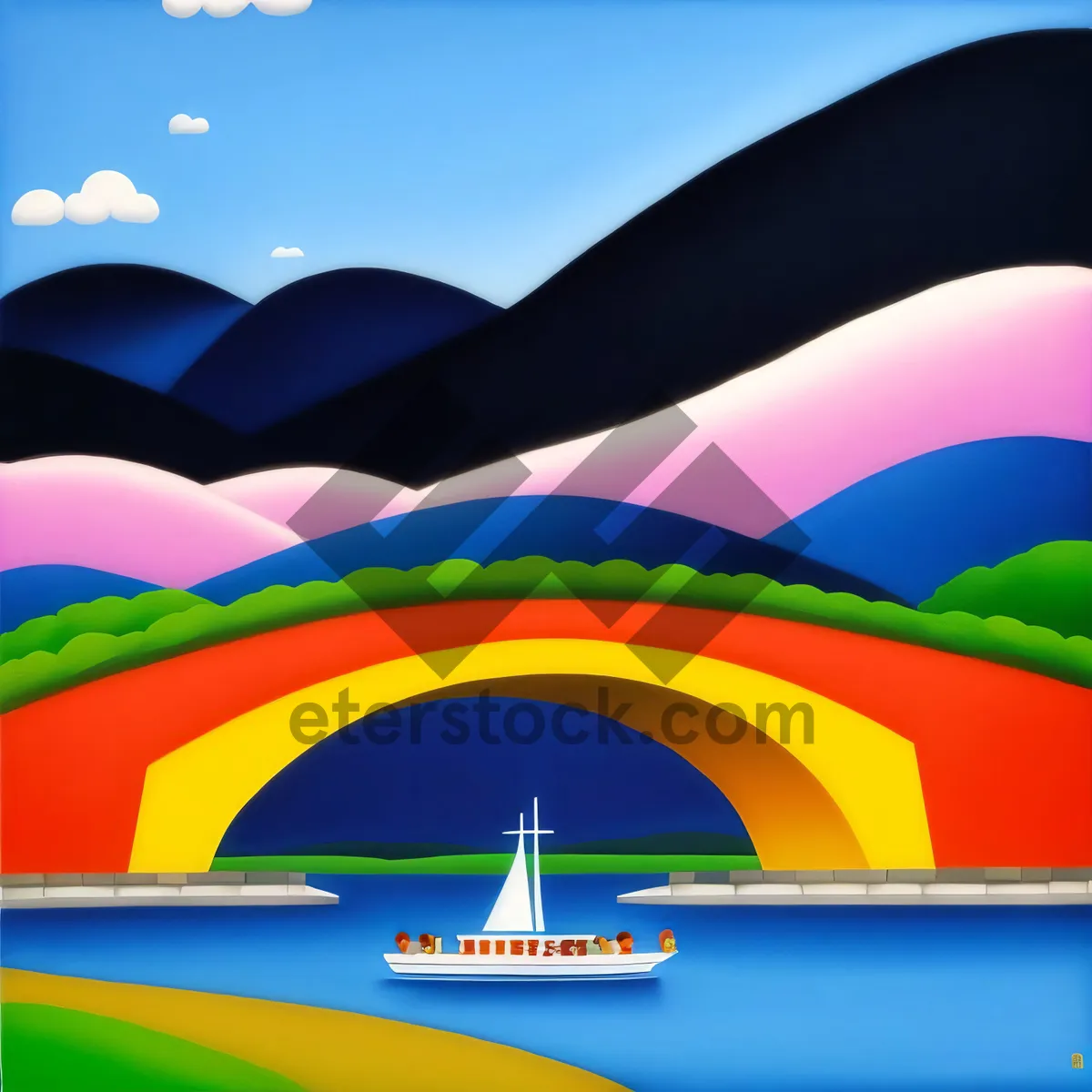 Picture of Vibrant Rainbow Waves: Colorful Graphic Art Backdrop